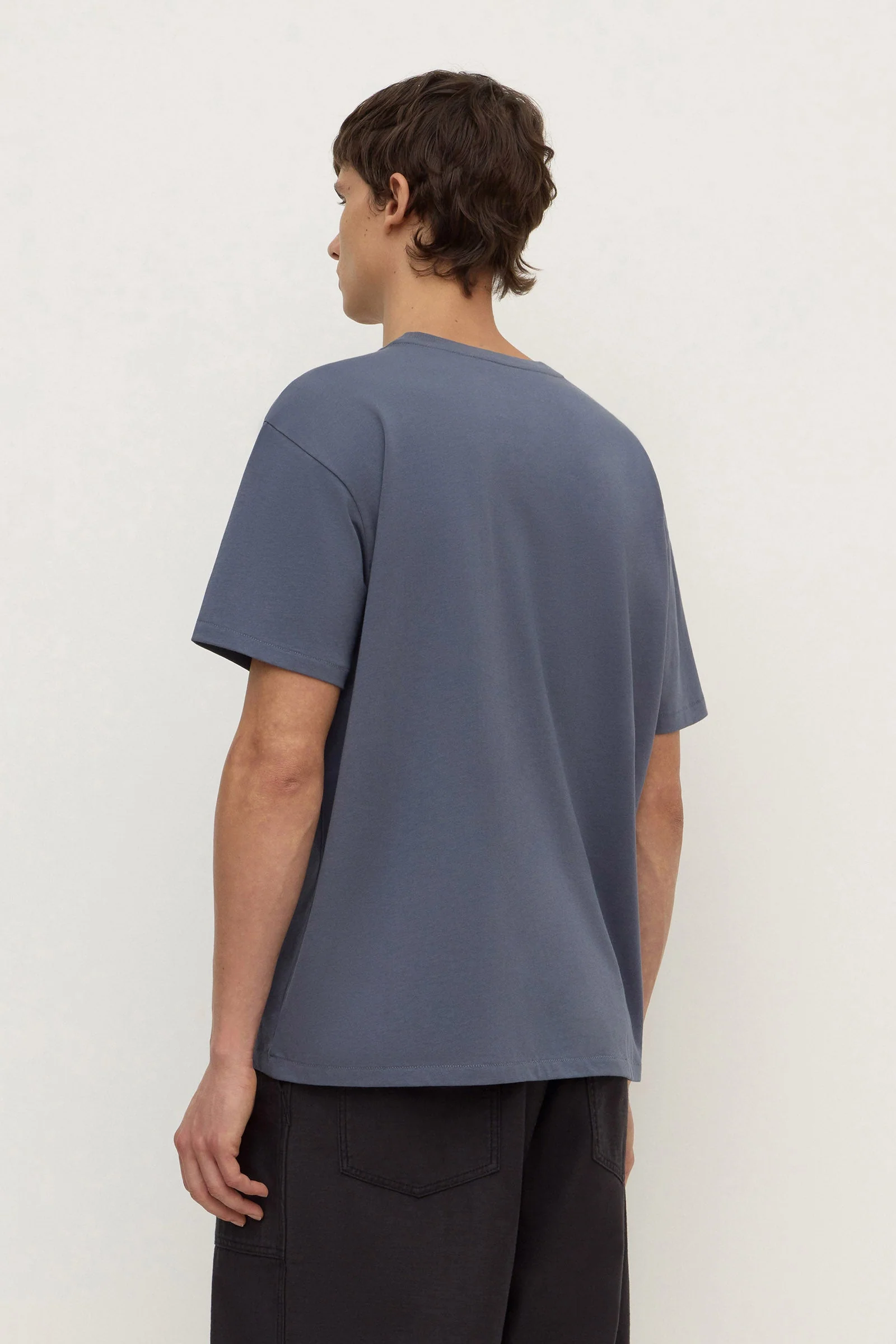 Blue Slate Cropped Cotton Tee