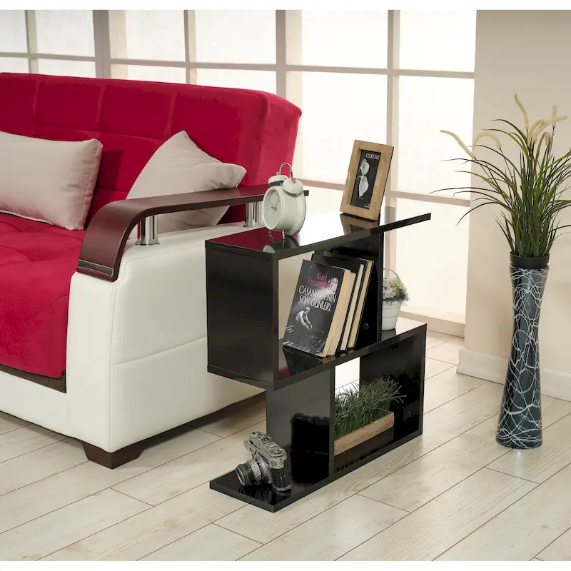 Lon Rectangle 4 Shelves End Table, 23 inch Skinny End Table