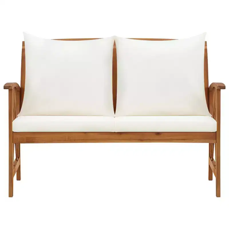 Garden Bench Cream white and natural wood