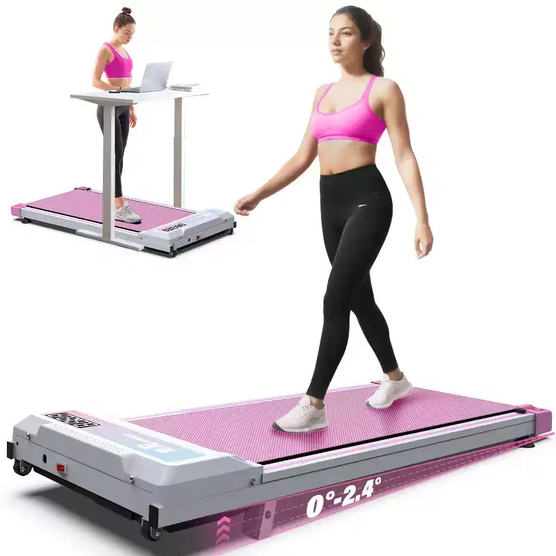 Redliro Walking Pad Treadmill with Incline, Portable Under Desk Treadmill for Home Office, Compact Walking Pad with Smart LED Display, Black