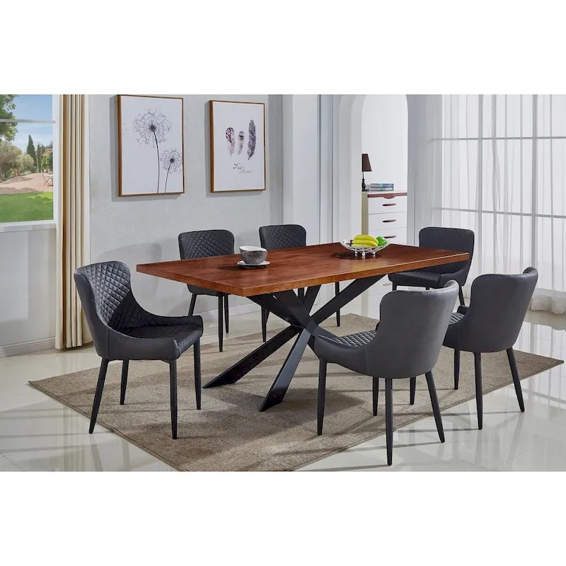 PU Leather Dining Chair with Tufted Seat and Back, Set of 4