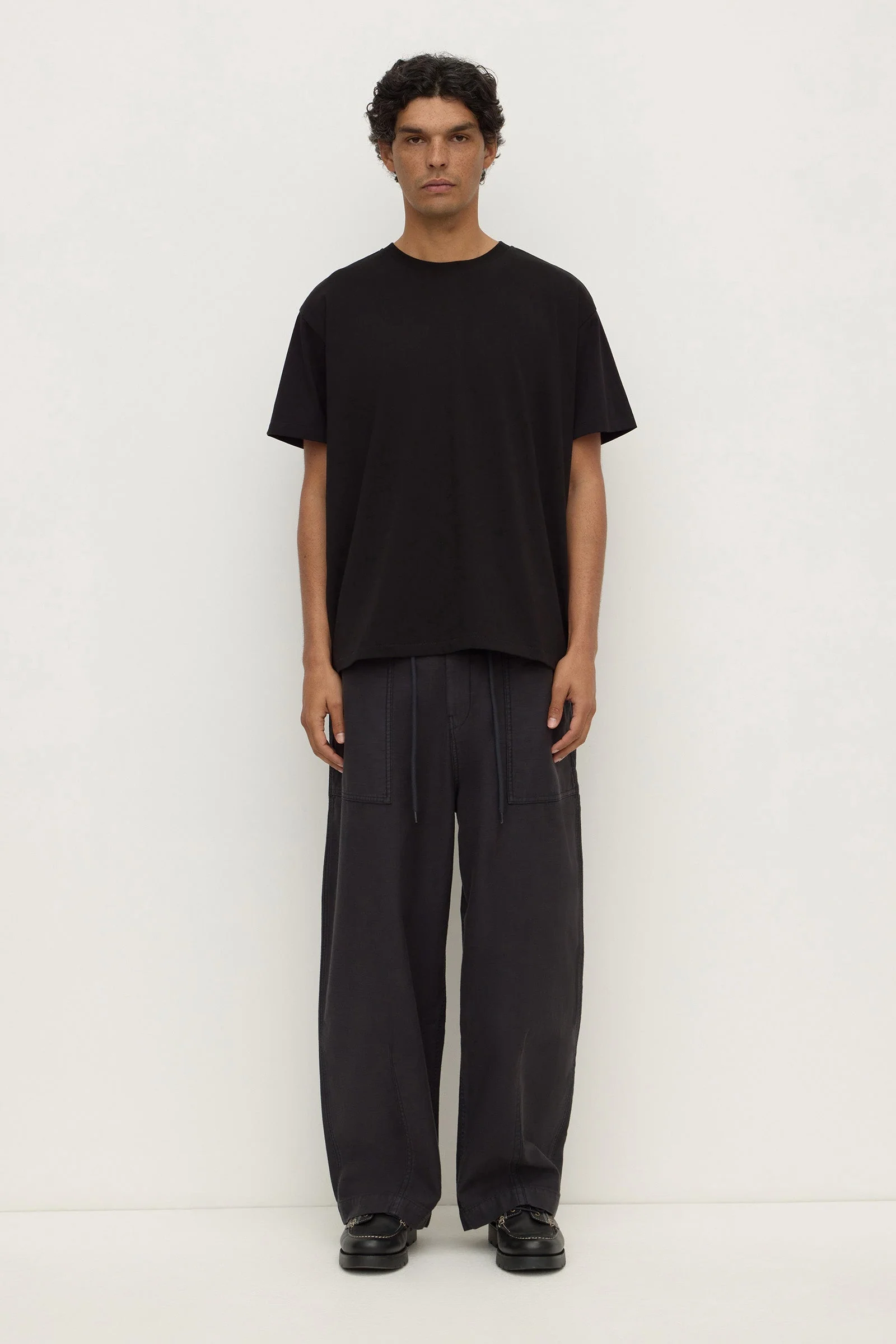 True Black Cropped Cotton Tee