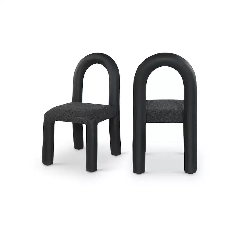 Meridian Furniture,Amari Vegan Leather and Boucle Fabric Dining Chair, Set of 2
