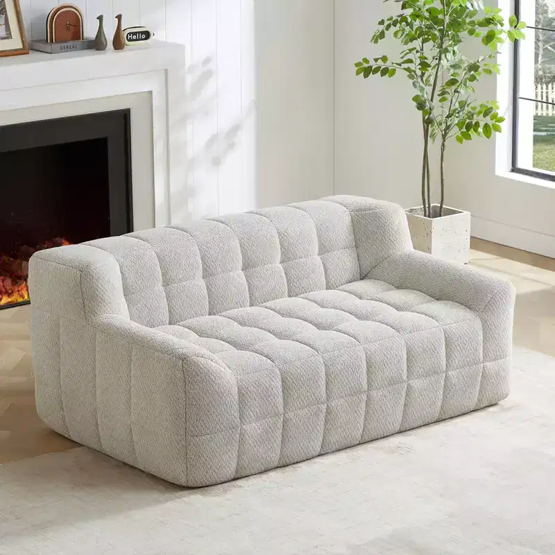 Velvet Foam Loveseat, Square-Tufted, 64.57