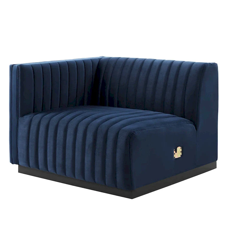 Channel Tufted Velvet Upholstered Sofa