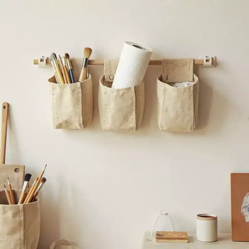 Alilang Hanging Wall Storage Basket with Front Pocket and Reinforced Canvas Construction