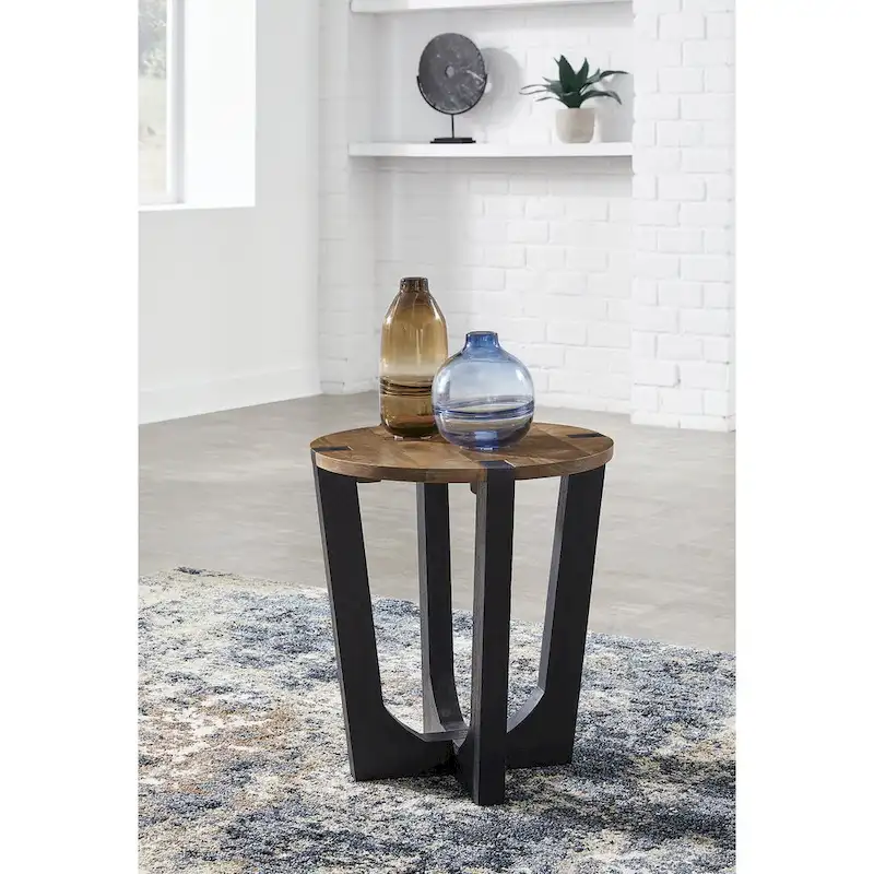 Hanneforth Brown/Black End Table - 22W x 22D x 24H