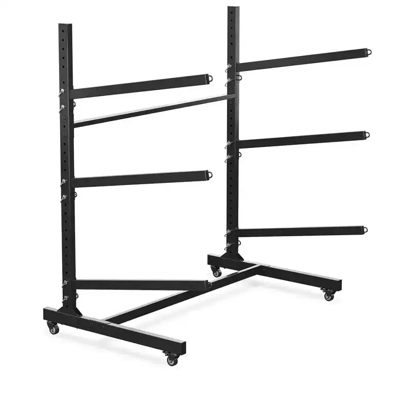 Heavy-Duty Kayak Storage Rack for 3 Kayaks, 3-Layer Freestanding Rack with Wheels & Hanging Straps