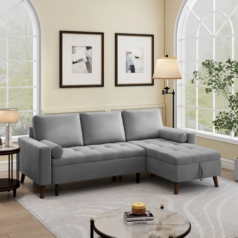 88 Reversible Pull out Sleeper Sectional Storage Sofa Bed