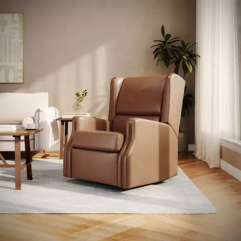 Flash Furniture Omma Swivel Glider Rocker Recliner Chair, Manual 360 Degree Swivel Wingback Recliner Perfect for Living Room, Bedroom, or Nursery