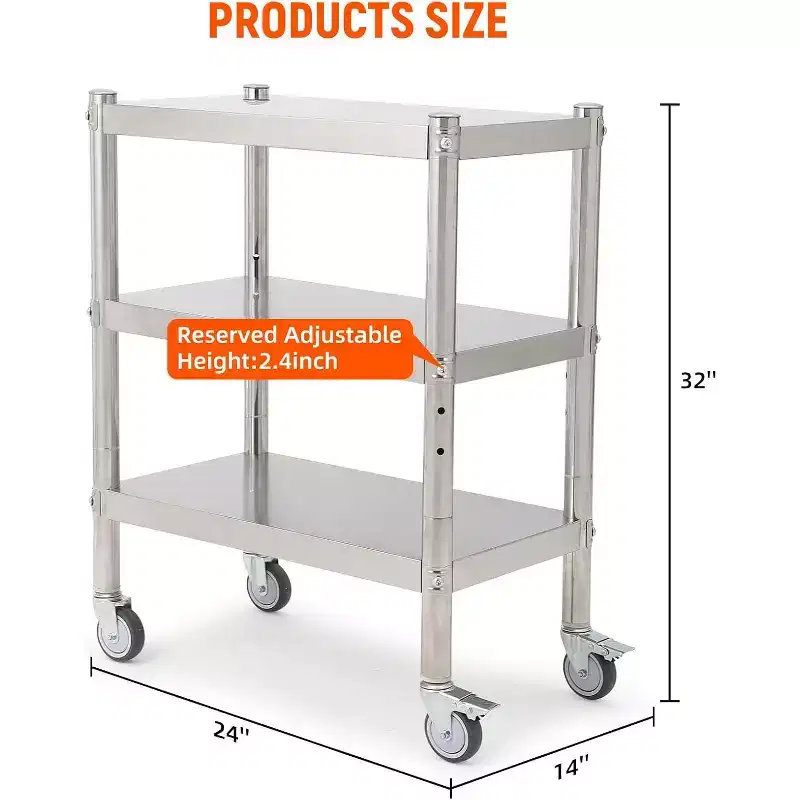 Stainless Steel Shelves, Heavy Duty Adjustable Shelf Unit with Adjustable Height and Vent Holes for Kitchen