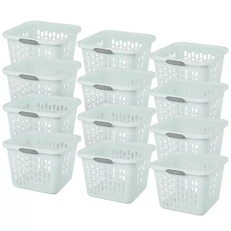 Square Laundry Basket with Handles, Mint & White – 1.0 & 2.0 Bushel