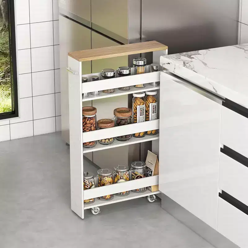 Costway Rolling Kitchen Slim Storage Cart Mobile Shelving Organizer w/ Handle