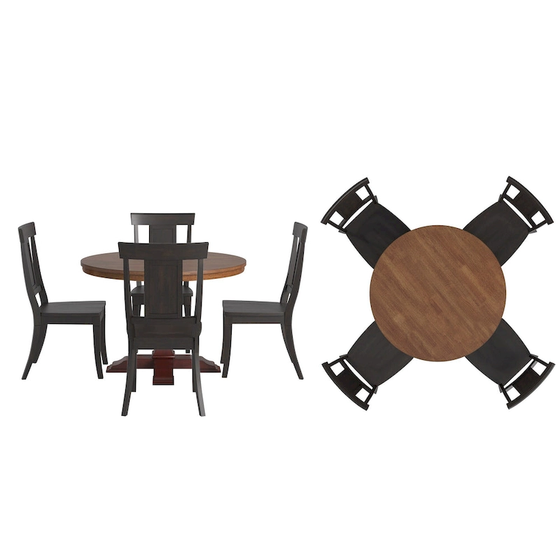 Ronda 45 Round Solid Wood Top Dining Set with Panel Back Chairs