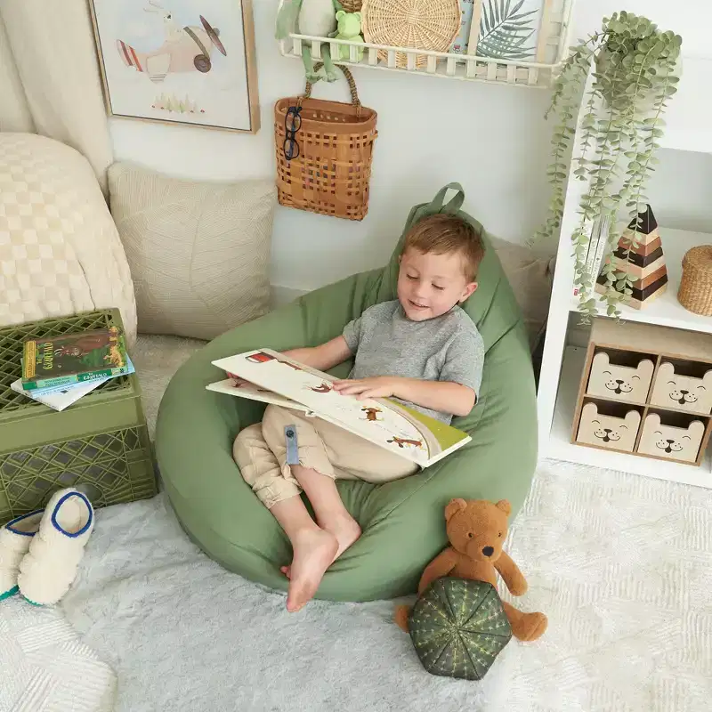 Stuffed Animal Storage Bean Bag Chair Cover for Kids Plush Toy Organizer Turned Comfy Seat (Cover Only)