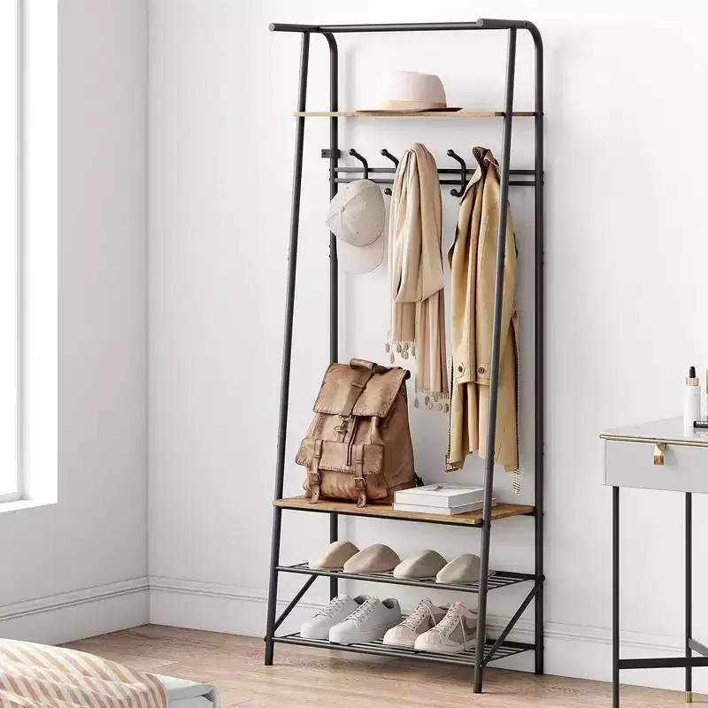 Coat Rack Shoe Bench with 5 /6 /10 Hooks
