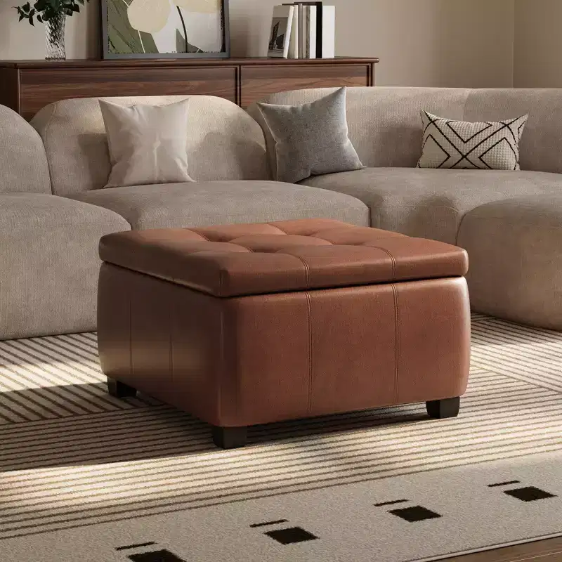 Christopher Knight Home Michiko Modern Wooden Faux Leather Upholstered Storage Ottoman