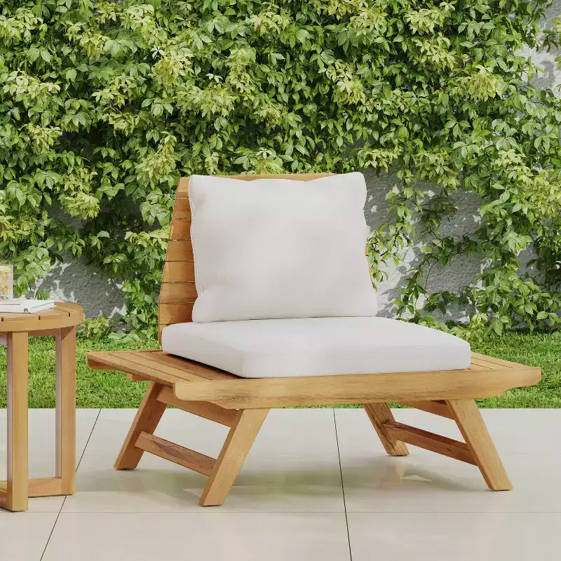 Okak Boho Patio Armless Club Chair Upholstered Accent Chair,A-Shaped Poolside Chairs for Garden,Porch&Backyard,Rustic Patio Furniture