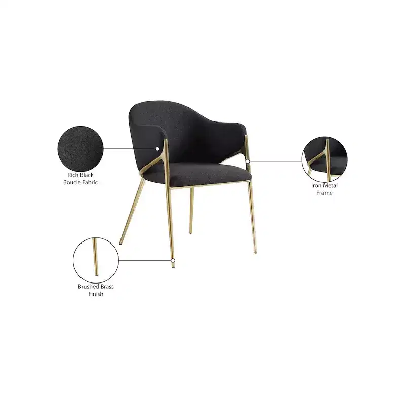 Meridian Furniture,Nial Boucle Fabric Dining Chair, Set of 2