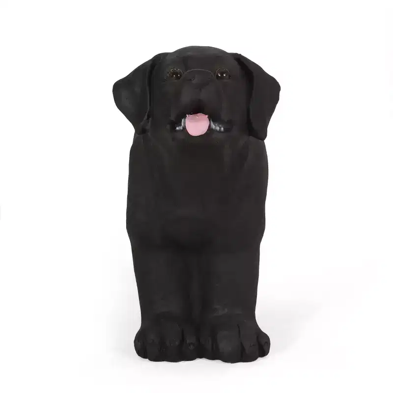 Hyrum Outdoor Labrador Dog Garden Bench Matte Black - Christopher Knight Home
