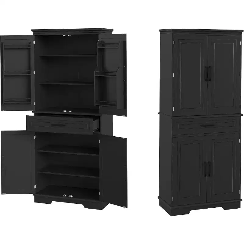 COZONY 72'' Tall Kitchen Pantry Cabinet with Drawer and Adjustable Shelves, Farmhouse Storage Cupboard for Dining Room or Laundry