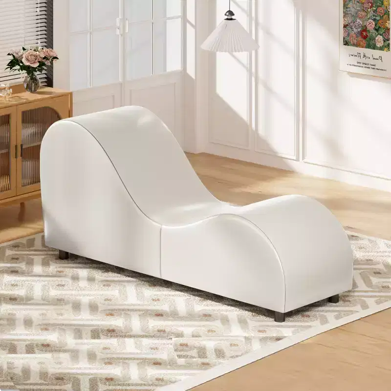 Velvet Yoga Chaise Lounges Chair , Modern Curved Yoga Chairs for Adults for Stretching, Relaxation, Exercise