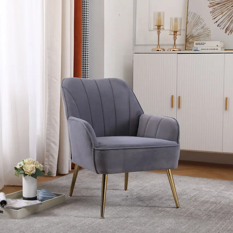 Tufted Rocking Chair with Wood Legs