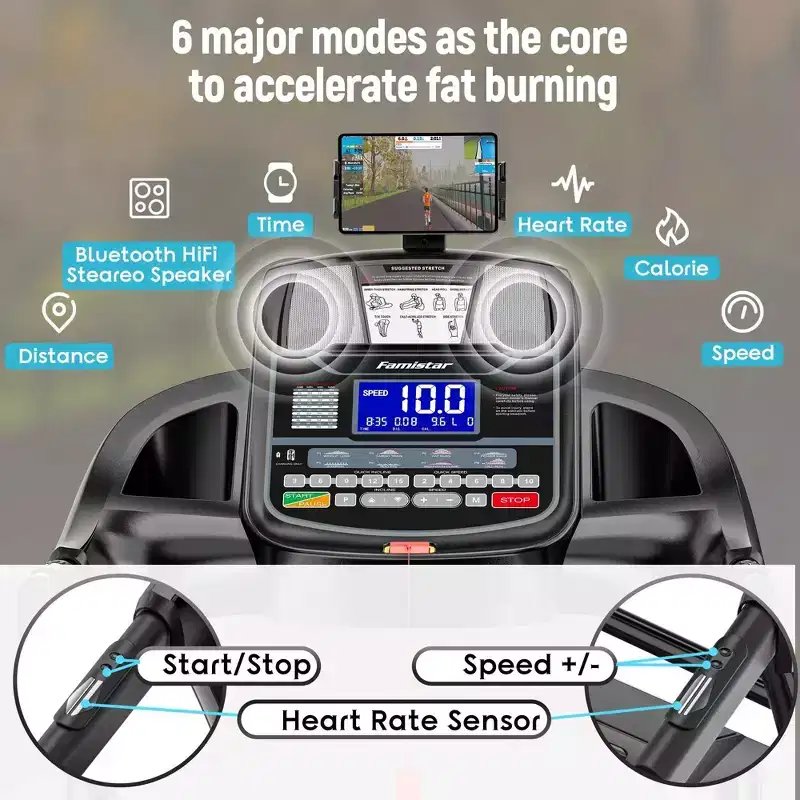 4.8HP Folding Treadmill with 20% Auto Incline, 300LB Capacity, 12MPH, Home Gym Treadmill with Powerful Motor and Space-Saving Design