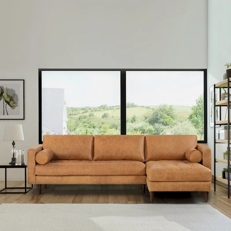 Poly & Bark Napa 104.5 Right-facing Sectional Sofa - Full Grain Genuine Italian Leather