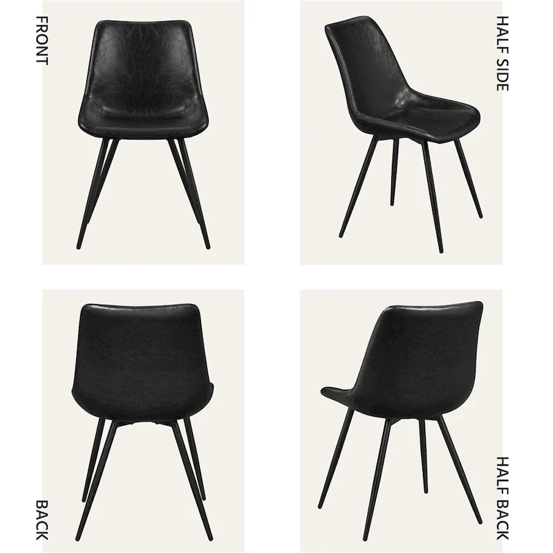 Yaheetech 2PCS Faux Leather Dining Chairs With Metal Legs - N/A