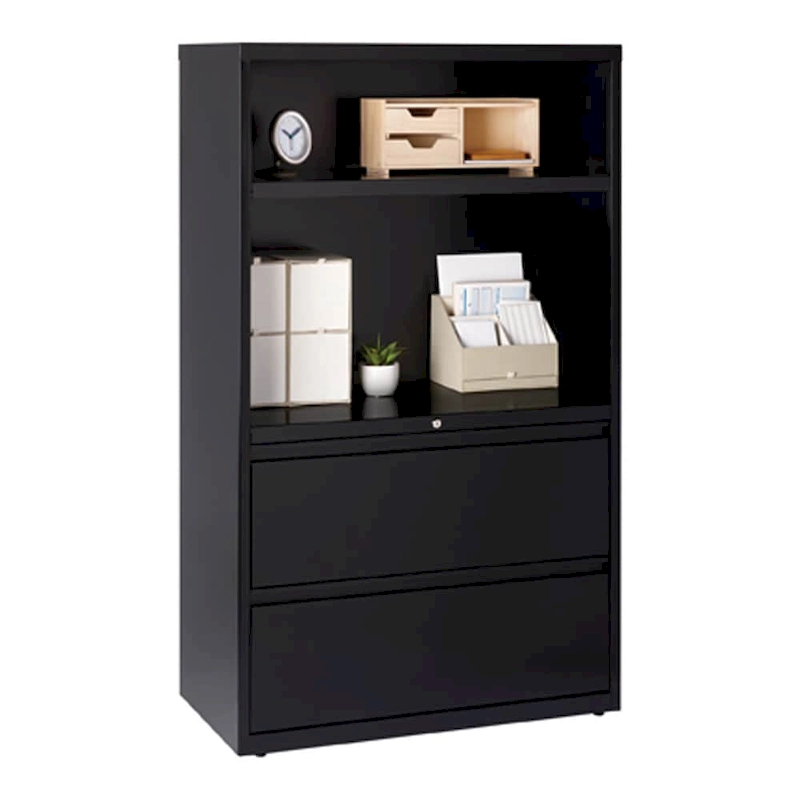 Hirsh HL8000 Combo Lateral File Cabinet, 36 Wide 2-drawer 2-shelf