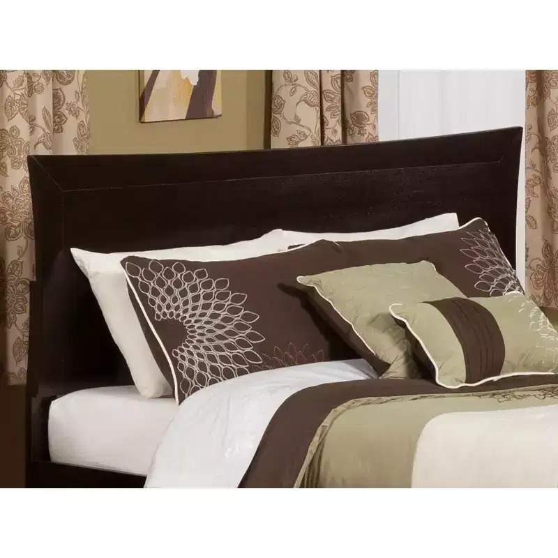 Wood Panel Headboard Espresso with USB Charger, Satin Finish, 80