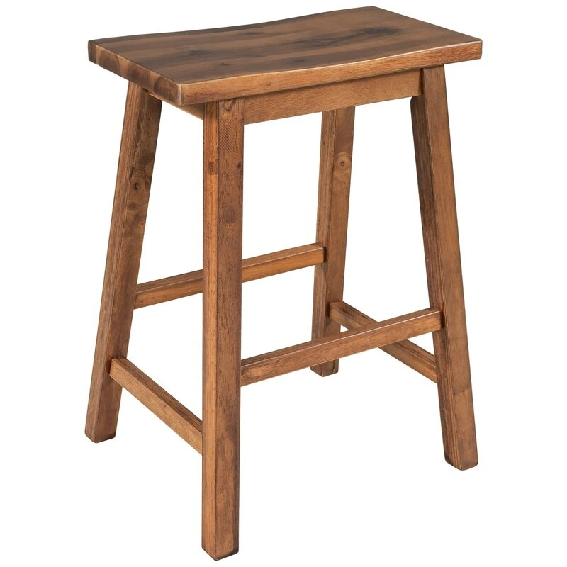 Rustic 3-Piece Solid Wood Kitchen Island Set  45 Stationary Butcher Block Table With Two Seating Stools & Dual Open Shelves.