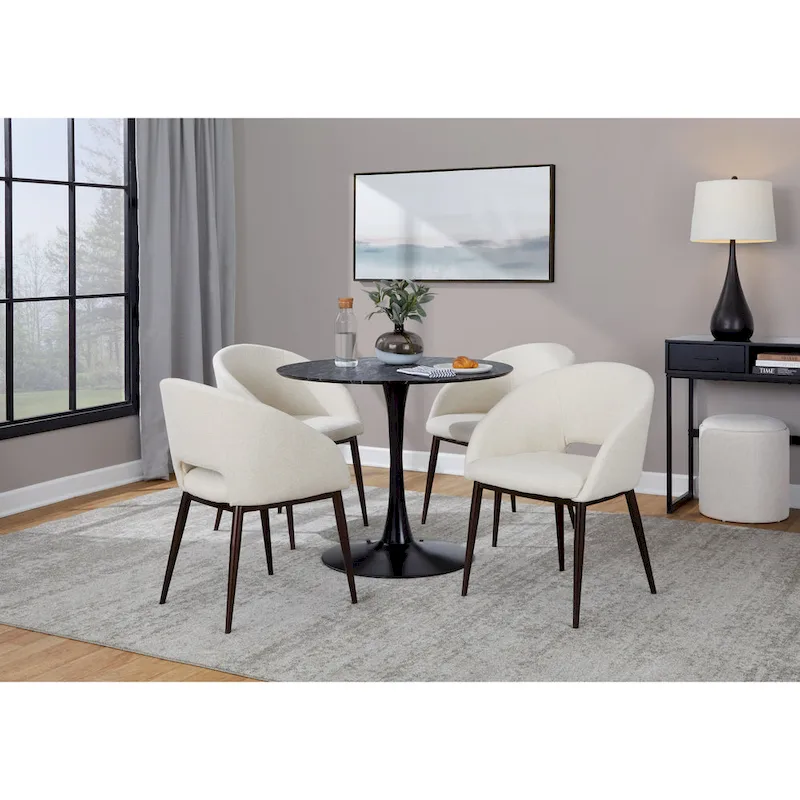 Upholstered Dining Chair with Copper Metal Legs