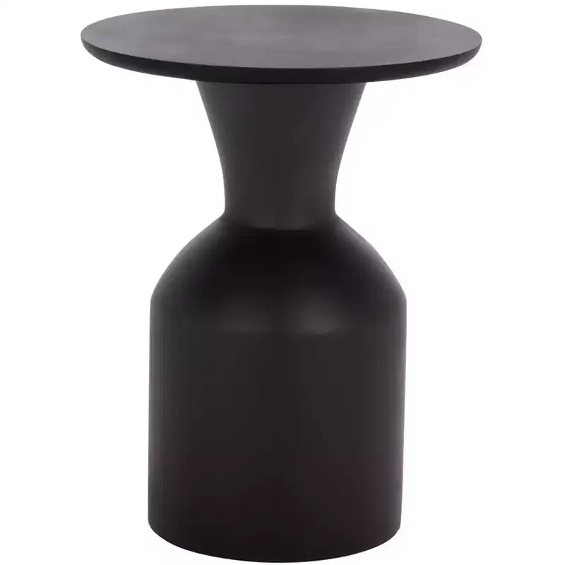 Round Metal Accent Table, Black, Modern Minimalist Side Table for Living Room