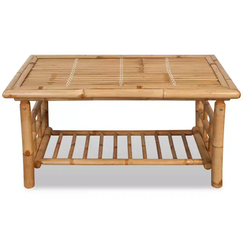 Coffee Table Brown Bamboo Medium Durable Coffee Table