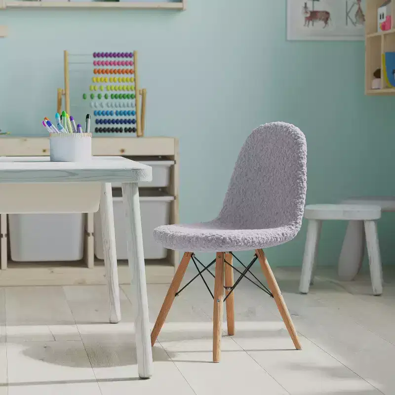 Children's Faux Shearling Accent Chair, Modern Accent Chair For Bedroom, Entryway, and Living Room