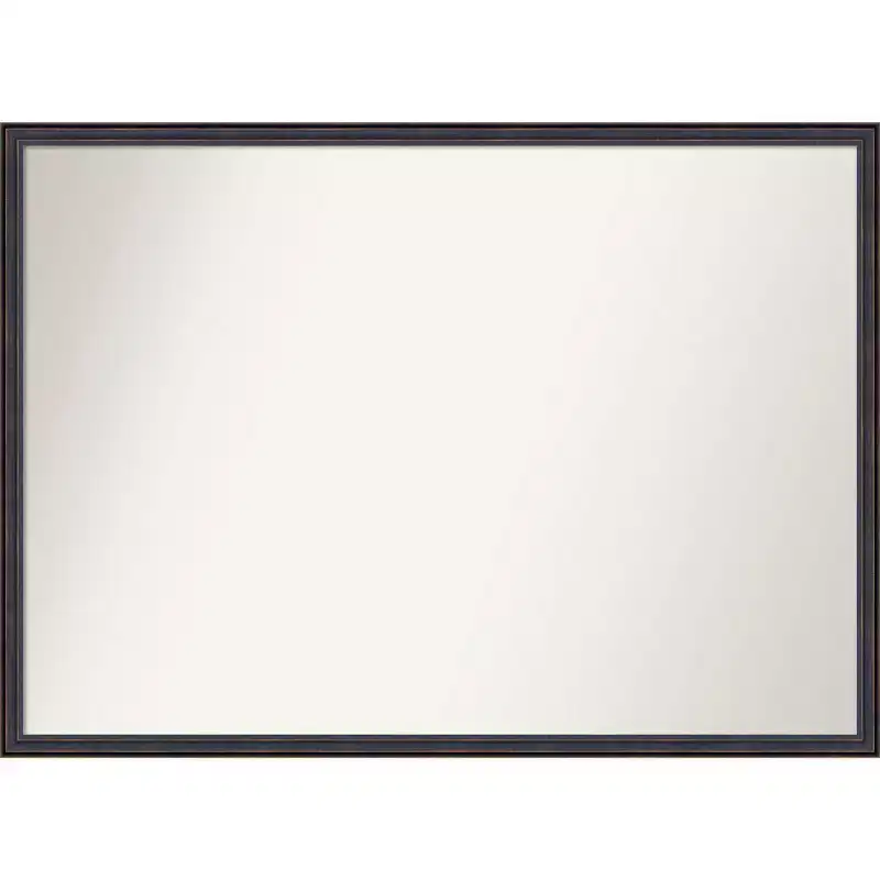 40 x 29 Non-Beveled Scoop Wood Bathroom Wall Mirror Dark Bronze - Amanti Art: Rectangle, Modern Style, Wall Mounted