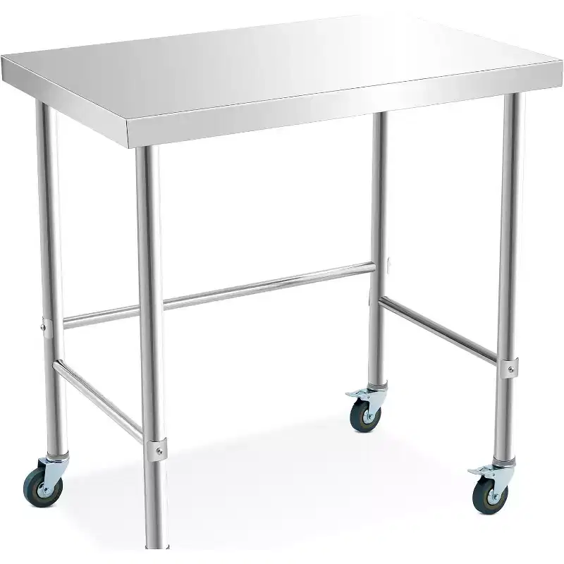 Island Workbench, 304 Stainless Steel,Gloves & Rag Included, Silver, for Commercial Kitchen?