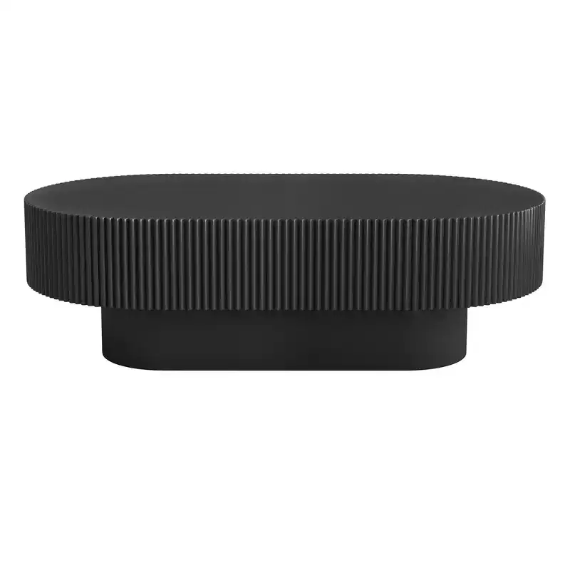 Oval Coffee Table with Fluted Base for Living Room
