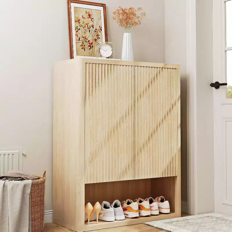 5 Tier Farmhouse Shoe Storage Cabinet44.5 H Tall Entryway Organizer with Adjustable Shelves, Freestanding Space-Saving Shoe Rack