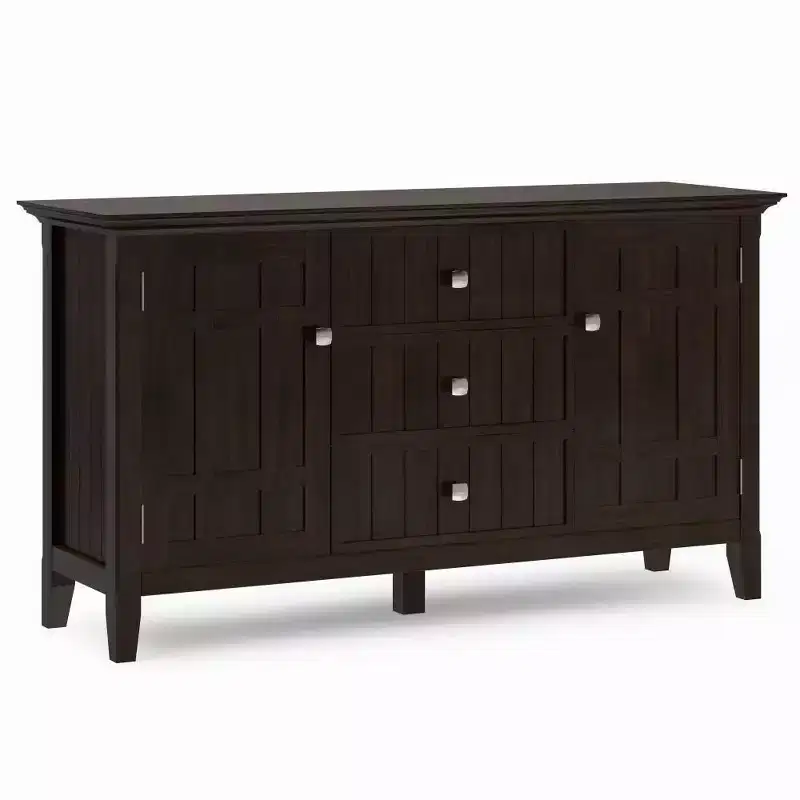 Sideboard Buffet with Wine Storage and Adjustable Shelves, Natural Pine