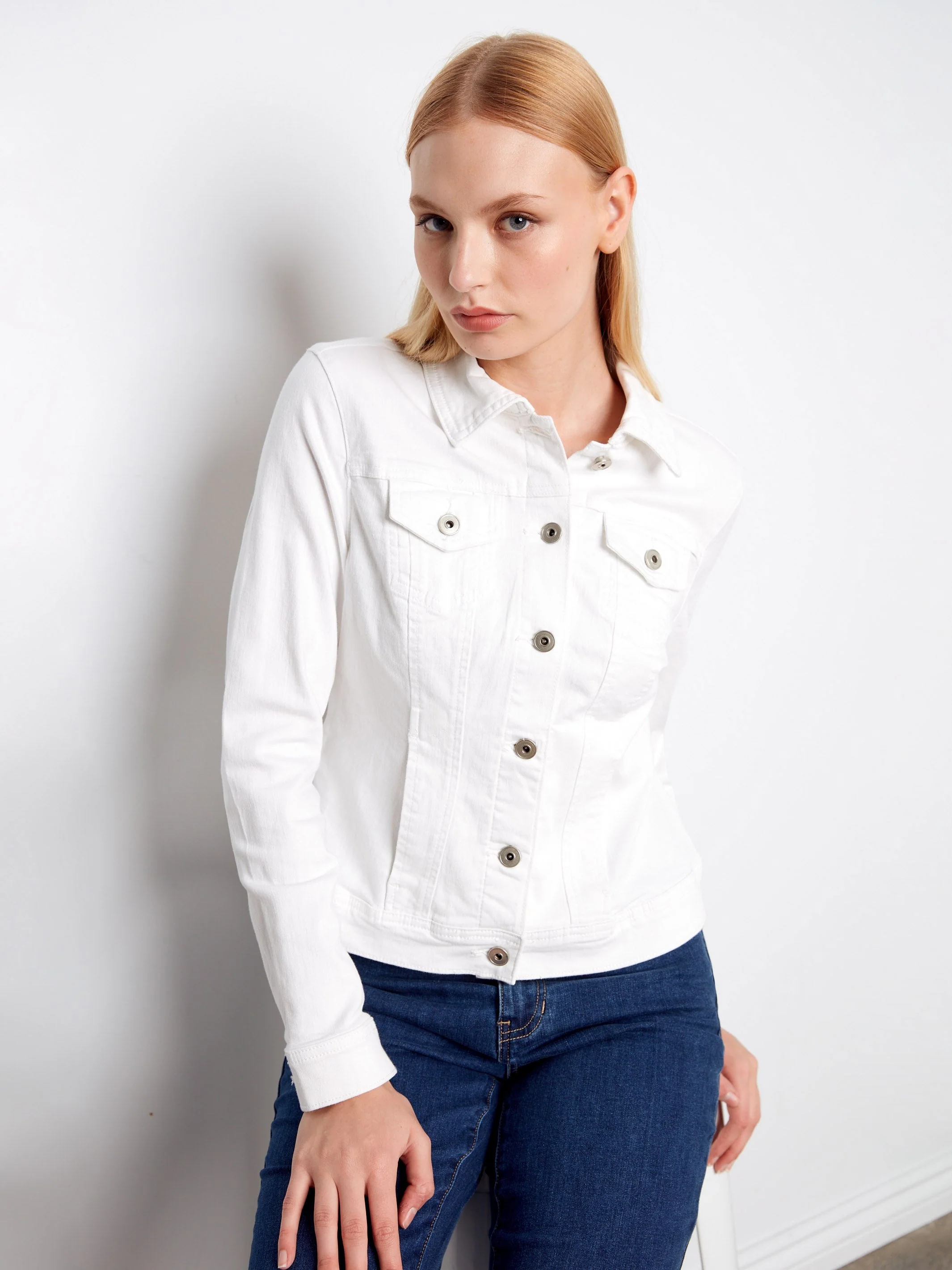 Stretch Denim Jacket - White