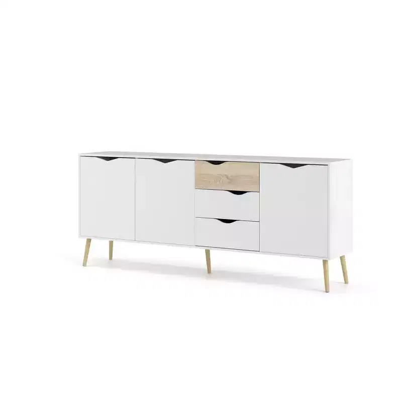 Tvilum,Diana Sideboard with 3 Doors and 3 Drawers, White/Oak Structure