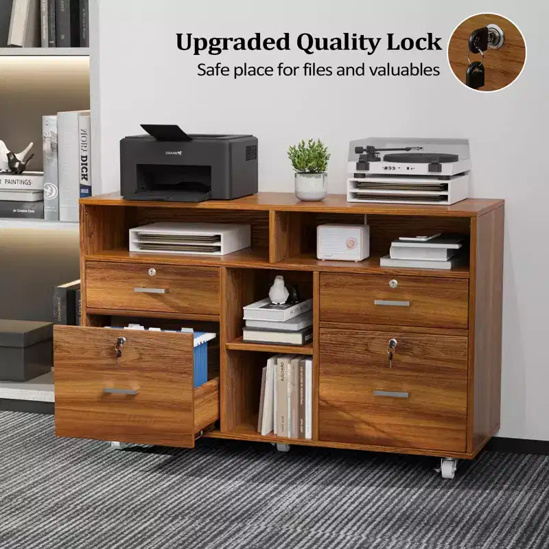 4-Drawer Brown MDF Lateral File Cabinet, 40.94
