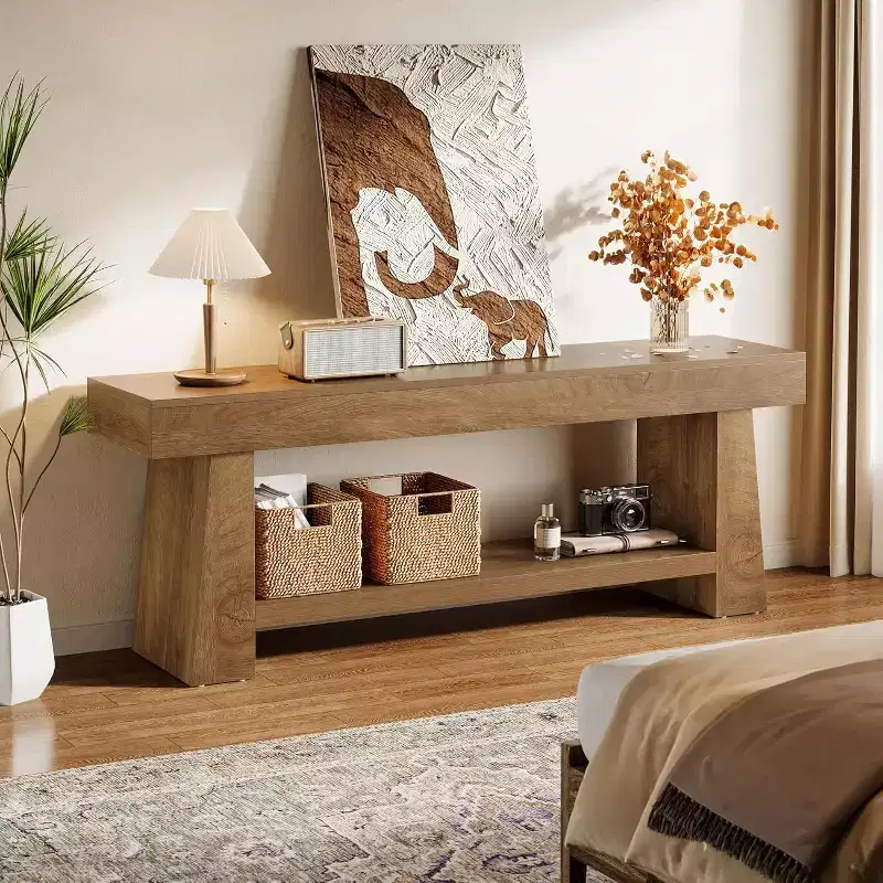 63-Inch TV Stand for 55/60/65/70-Inch TVs, 2-Tier Wooden Entertainment Center for Living Room and Bedroom