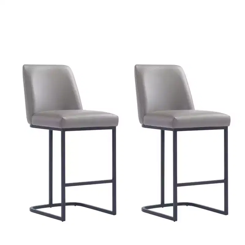 Set of 2 Leatherette Upholstered Metal Counter Height Barstools