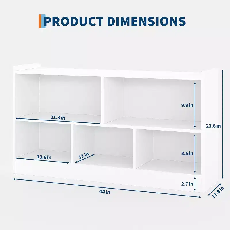 Wooden Toy Storage Organizer,5-Section School Classroom Storage for Organizing Books Toys,Simple Bookshelf for Playroom