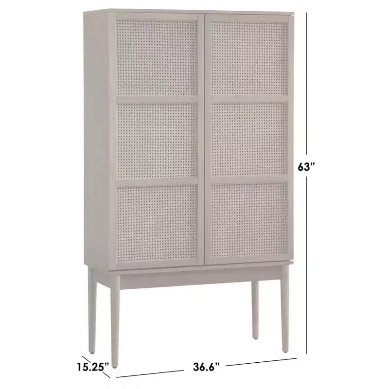 Maxima Cane Cabinet Natural: Mid-Century Storage, Ash Veneer, Adjustable Shelves