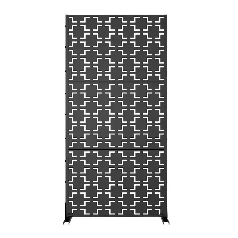 Square Black Galvanized Steel Screen 183x90x40cm